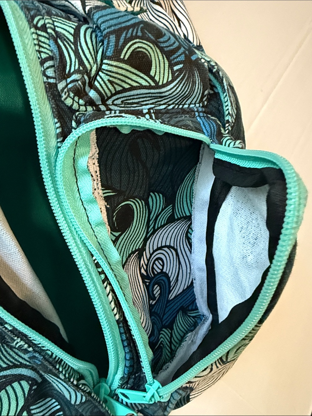 Kavu Blue, Teal & Cream Ocean  Wave Rope Sling Bag - Picture 5 of 12